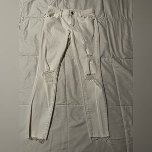 Pac Sun Women's Ankle Jeggings (jeans), White Distressed, size 26, Like New
